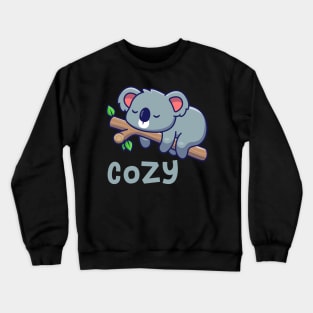 Cute Cozy Koala Sleeping On Tree Crewneck Sweatshirt